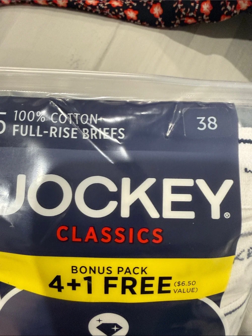 Jockey White Briefs with Navy Waistband Accent - Classics 38